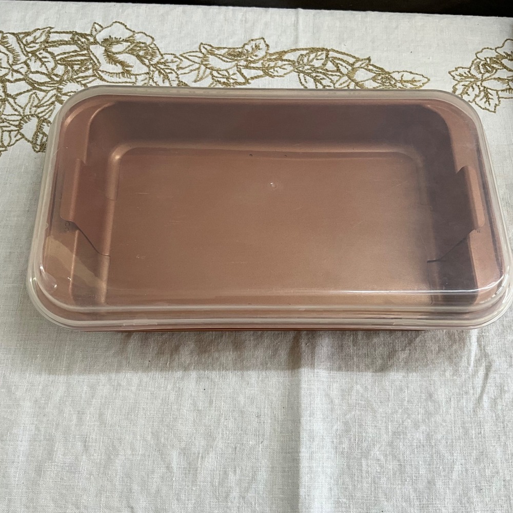 Copper Chef Nonstick Bake Pan Set with Lift Out Rack and Storage Lid Copper 11x7